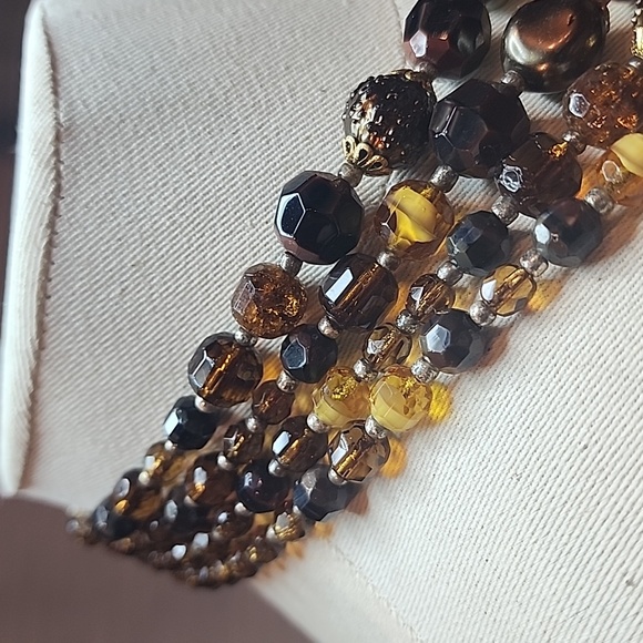 Vintage W. GERMANY 4 Strand Glass Bead Necklace - Picture 2 of 8